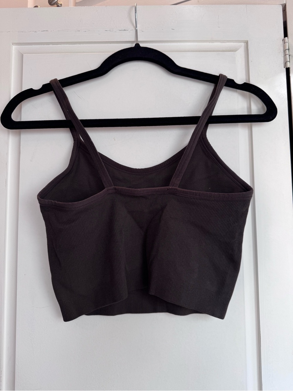 SET Active Ribbed Crop Tank and High-Waist Bike Shorts - Brown - Picture 3 of 7